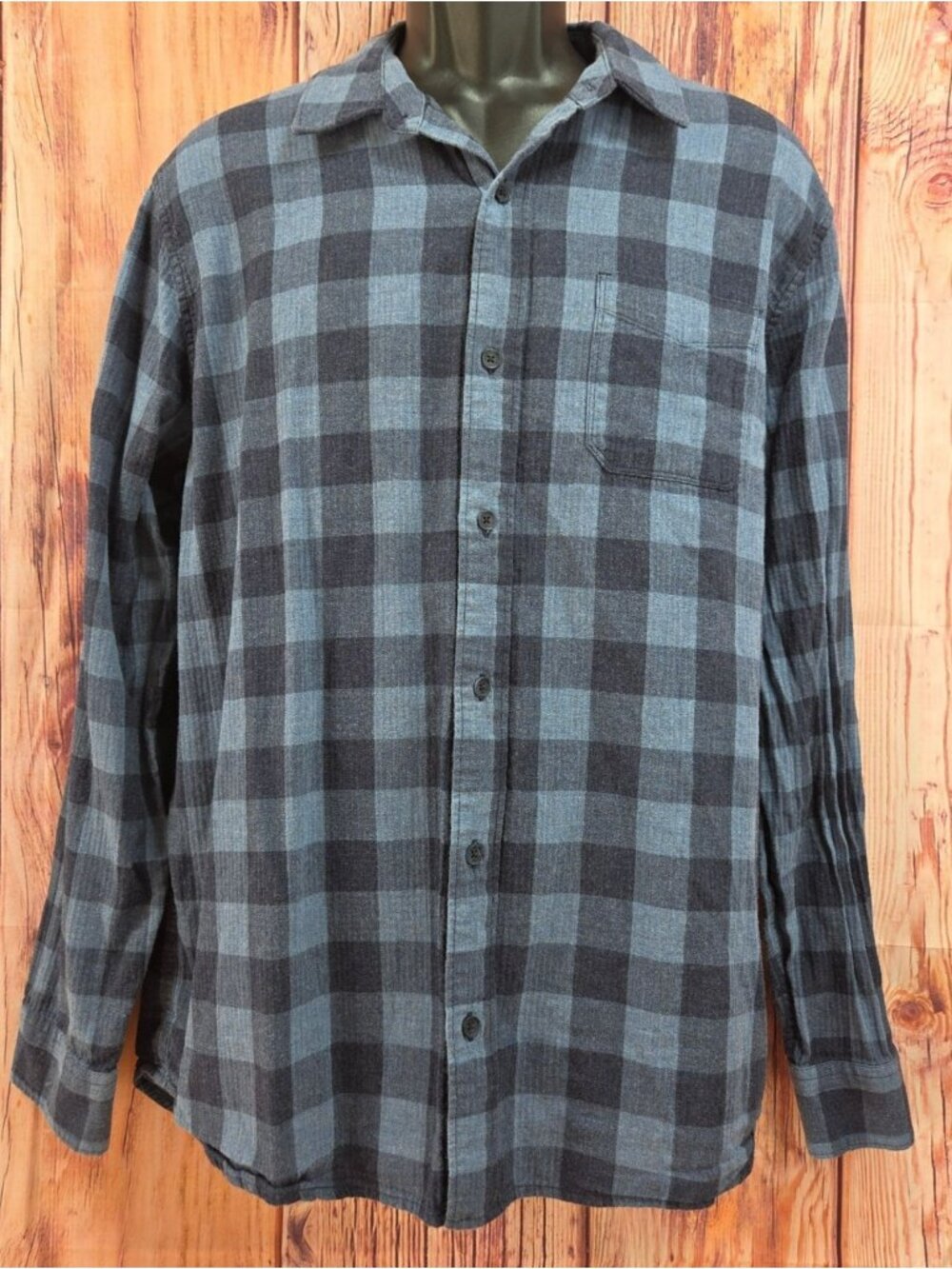 Travis Mathew Mens Blue Plaid Long Sleeve Shirt XL